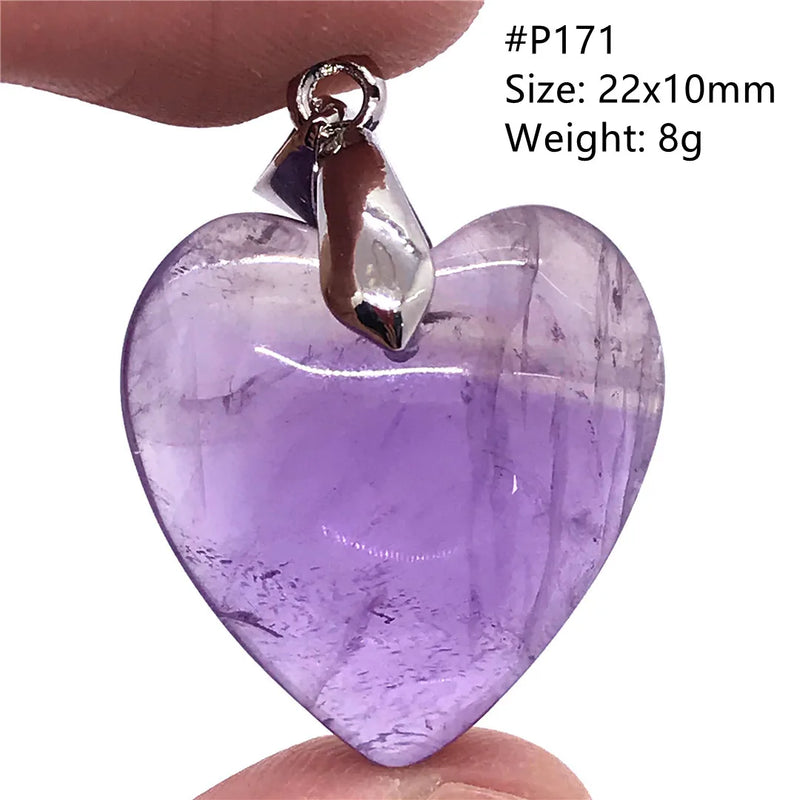 Natural Purple Amethyst Heart Pendant for Women Men Quartz Love Gift