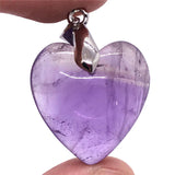 Natural Purple Amethyst Heart Pendant for Women Men Quartz Love Gift