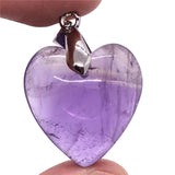 Natural Purple Amethyst Heart Pendant for Women Men Quartz Love Gift