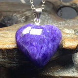 Natural Purple Charoite Pendant Heart Jewelry for Healing Reiki Love Gift