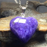Natural Purple Charoite Pendant Heart Jewelry for Healing Reiki Love Gift