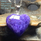 Natural Purple Charoite Pendant Heart Jewelry for Healing Reiki Love Gift