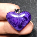 Natural Purple Charoite Pendant 925 Silver Heart Jewelry For Women Men