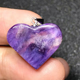 Natural Purple Charoite Pendant 925 Silver Heart Jewelry For Women Men