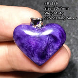 Natural Purple Charoite Pendant 925 Silver Heart Jewelry For Women Men