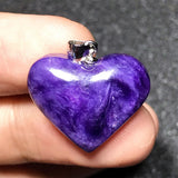 Natural Purple Charoite Pendant 925 Silver Heart Jewelry For Women Men