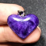 Natural Purple Charoite Pendant 925 Silver Heart Jewelry For Women Men