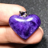 Natural Purple Charoite Pendant 925 Silver Heart Jewelry For Women Men