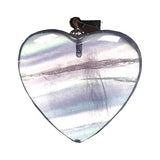 Purple Fluorite Quartz Pendant Heart 925 Silver Crystal 24x7mm Beads