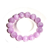 Natural Purple Kunzite Quartz Bracelet Round Beads Cat Eye 7mm-10mm