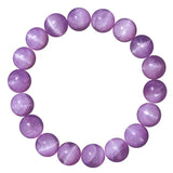 Natural Purple Kunzite Quartz Bracelet Round Beads Cat Eye 7mm-10mm