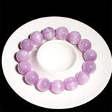 Natural Purple Kunzite Quartz Bracelet Round Beads Cat Eye 7mm-10mm
