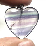 Natural Rainbow Fluorite Crystal Pendant Silver Sterling Heart Beads
