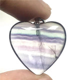 Natural Rainbow Fluorite Crystal Pendant Silver Sterling Heart Beads