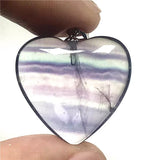 Natural Rainbow Fluorite Crystal Pendant Silver Sterling Heart Beads