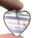 Natural Rainbow Fluorite Crystal Pendant Silver Sterling Heart Beads