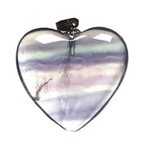 Natural Rainbow Fluorite Crystal Pendant Silver Sterling Heart Beads