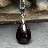 Natural Red Garnet Pendant Jewelry 925 Silver Chains Healing Crystal 16x11x5mm