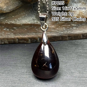 Natural Red Garnet Pendant Jewelry 925 Silver Chains Healing Crystal 16x11x5mm