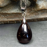Natural Red Garnet Pendant Jewelry 925 Silver Chains Healing Crystal 16x11x5mm