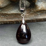 Natural Red Garnet Pendant Jewelry 925 Silver Chains Healing Crystal 16x11x5mm