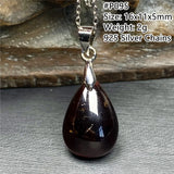 Natural Red Garnet Pendant Jewelry 925 Silver Chains Healing Crystal 16x11x5mm