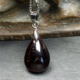Natural Red Garnet Pendant Jewelry 925 Silver Chains Healing Crystal 16x11x5mm