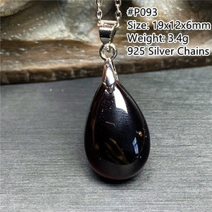 Natural Red Garnet Pendant Jewelry Healing Crystal 925 Silver