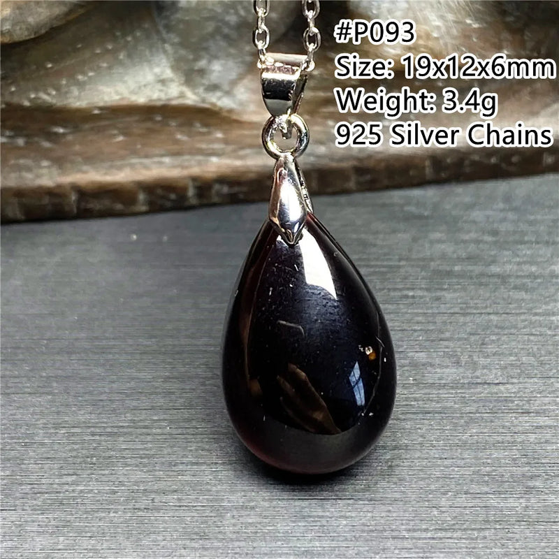 Natural Red Garnet Pendant Jewelry Healing Crystal 925 Silver