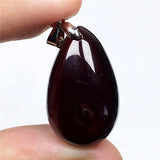 Natural Red Garnet Stone Pendant Healing Love Crystal 25x15x7mm Silver