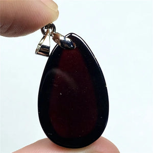 Natural Red Garnet Stone Pendant Healing Love Crystal 25x15x7mm Silver