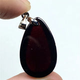 Natural Red Garnet Stone Pendant Healing Love Crystal 25x15x7mm Silver