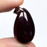 Natural Red Garnet Stone Pendant Healing Love Crystal 25x15x7mm Silver