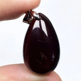 Natural Red Garnet Stone Pendant Healing Love Crystal 25x15x7mm Silver