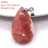 Natural Red Rhodochrosite Pendant Silver Argentina Gemstone Jewelry