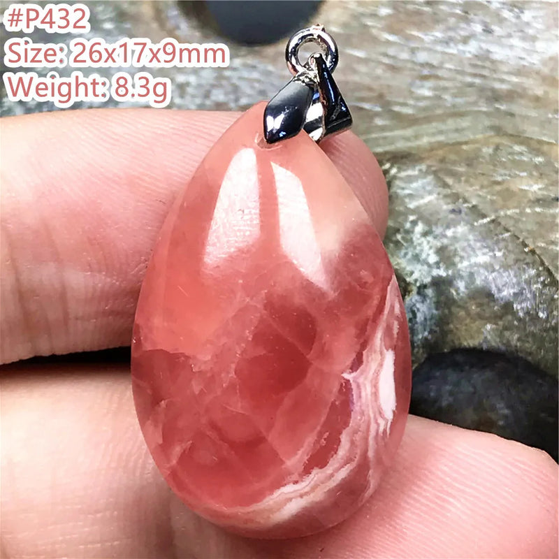 Natural Red Rhodochrosite Pendant Jewelry Healing Lucky Gift Silver AAAAA