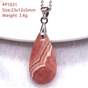 Natural Red Rhodochrosite Pendant Necklace Silver Chains Love Gift Crystal Beads