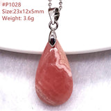 Natural Red Rhodochrosite Pendant Necklace Silver Chains Love Gift Crystal Beads