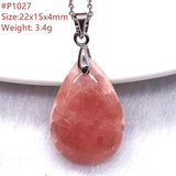 Natural Red Rhodochrosite Pendant Necklace Silver Chains Love Gift Crystal Beads
