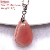 Natural Red Rhodochrosite Pendant Necklace Silver Chains Love Gift Crystal Beads