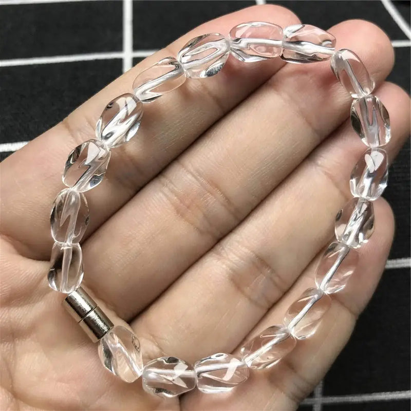 Natural Rock Crystal Bracelet Jewelry Clear 9x6mm Beads AAAAA