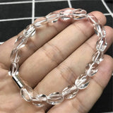 Natural Rock Crystal Bracelet Jewelry Clear 9x6mm Beads AAAAA