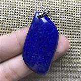 Natural Lapis Lazuli Pendant Silver Jewelry for Woman Men 46x22x6mm Oval Beads