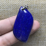 Natural Lapis Lazuli Pendant Silver Jewelry for Woman Men 46x22x6mm Oval Beads