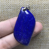 Natural Lapis Lazuli Pendant Silver Jewelry for Woman Men 46x22x6mm Oval Beads