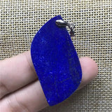 Natural Lapis Lazuli Pendant Silver Jewelry for Woman Men 46x22x6mm Oval Beads