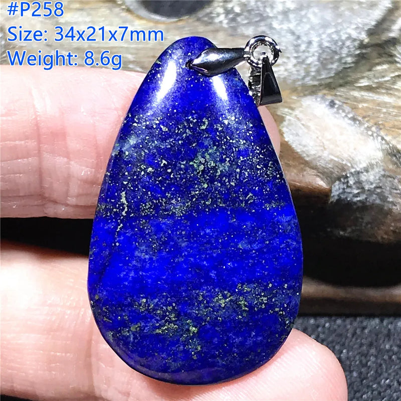 Natural Lapis Lazuli Silver Pendant: Wealth Luck Gift