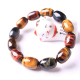 Natural Tiger's Eye Bracelet Yellow Red Crystal Beads Gemstone Stretch