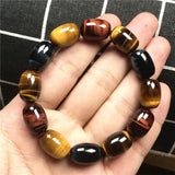 Natural Tiger's Eye Bracelet Yellow Red Crystal Beads Gemstone Stretch