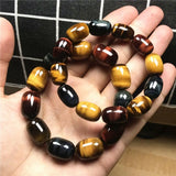 Natural Tiger's Eye Bracelet Yellow Red Crystal Beads Gemstone Stretch